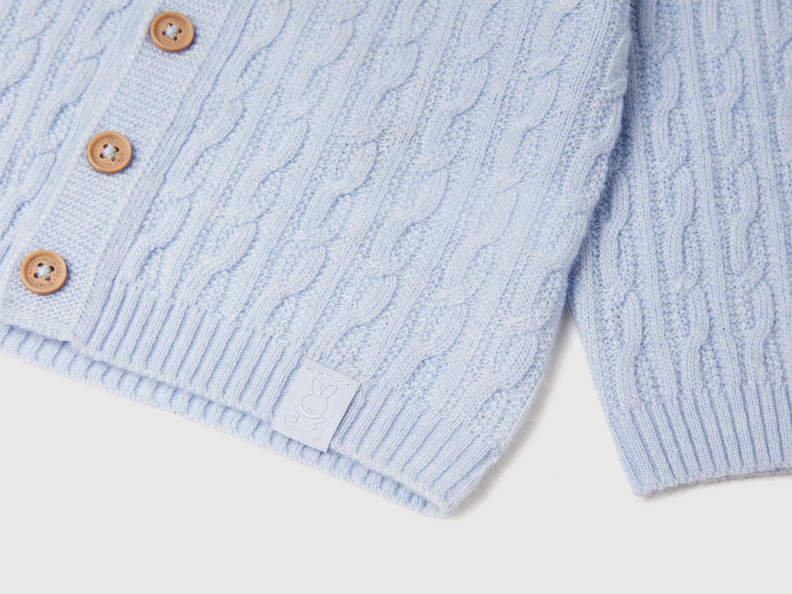 Cardigan a trecce da neonato celeste 3 | Benetton Outlet