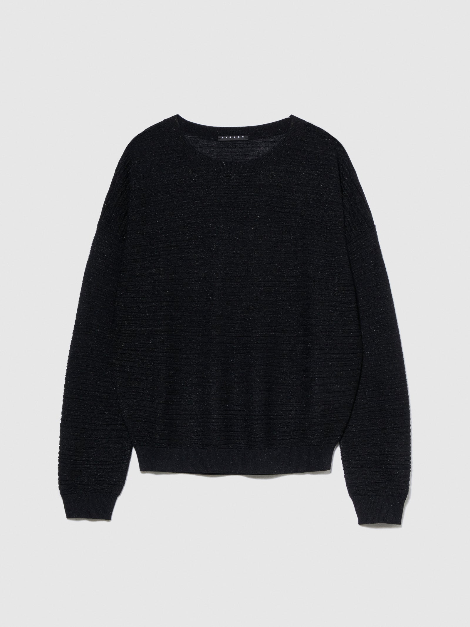 Maglia boxy fit con lurex da donna nero | Sisley Outlet
