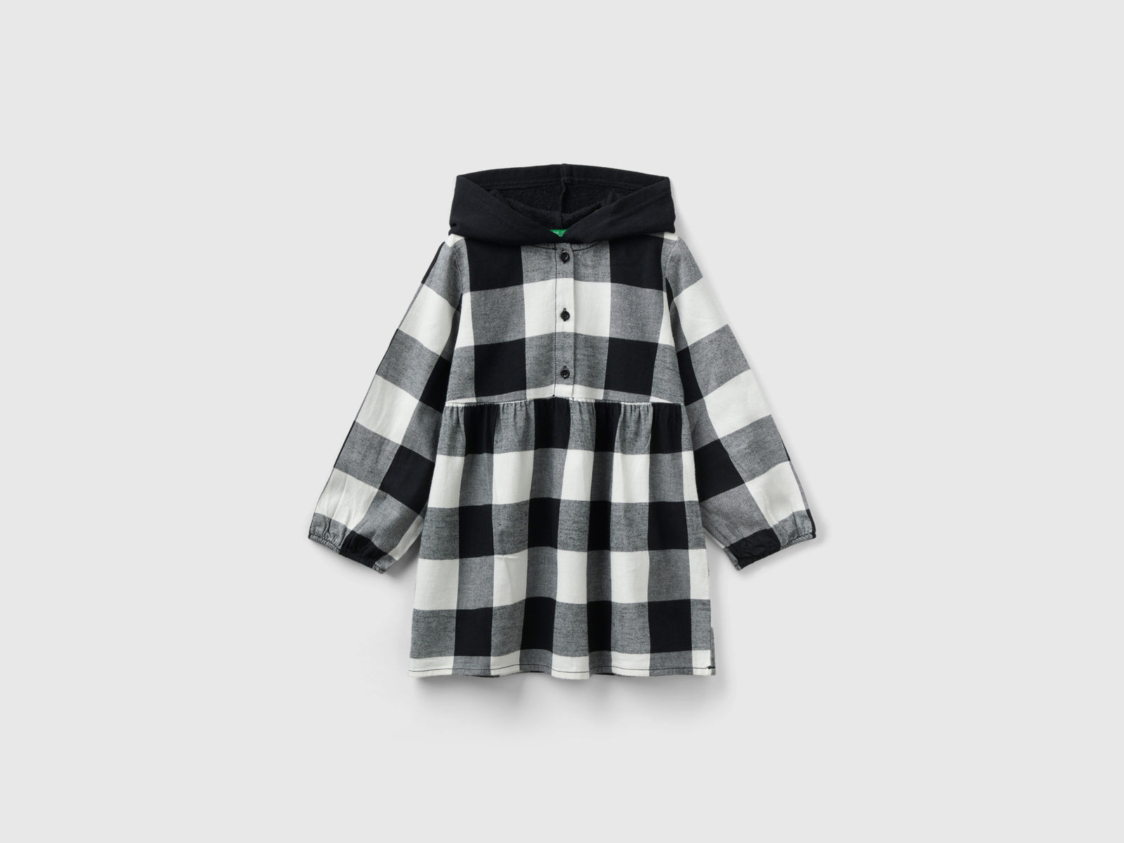 Vestito scozzese con cappuccio da bimba multi-color | Benetton Outlet