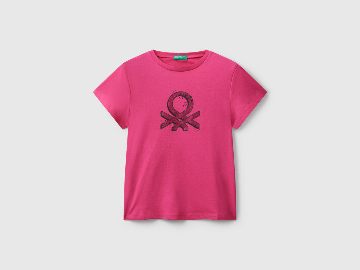 T-shirt con logo glitter