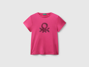 T-shirt con logo glitter