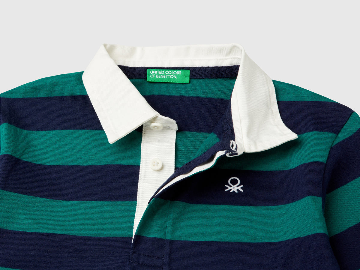 Polo rugby a righe in puro cotone