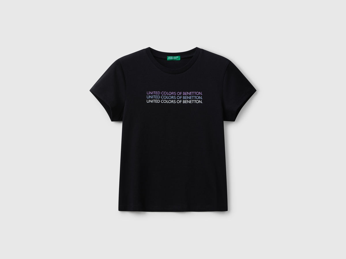 T-shirt con logo glitter