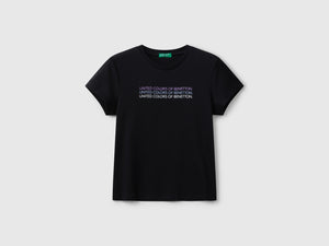 T-shirt con logo glitter