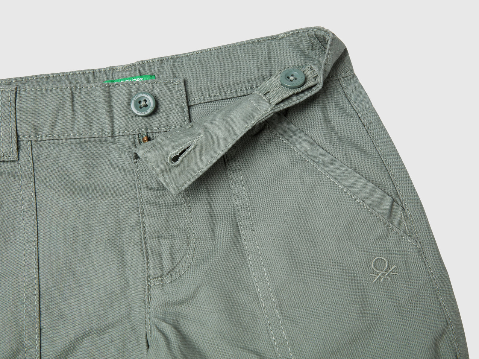 Bermuda in puro cotone da bimbo verde militare 3 | Benetton Outlet