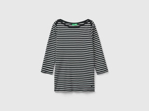 T-shirt manica 3/4 a righe in puro cotone