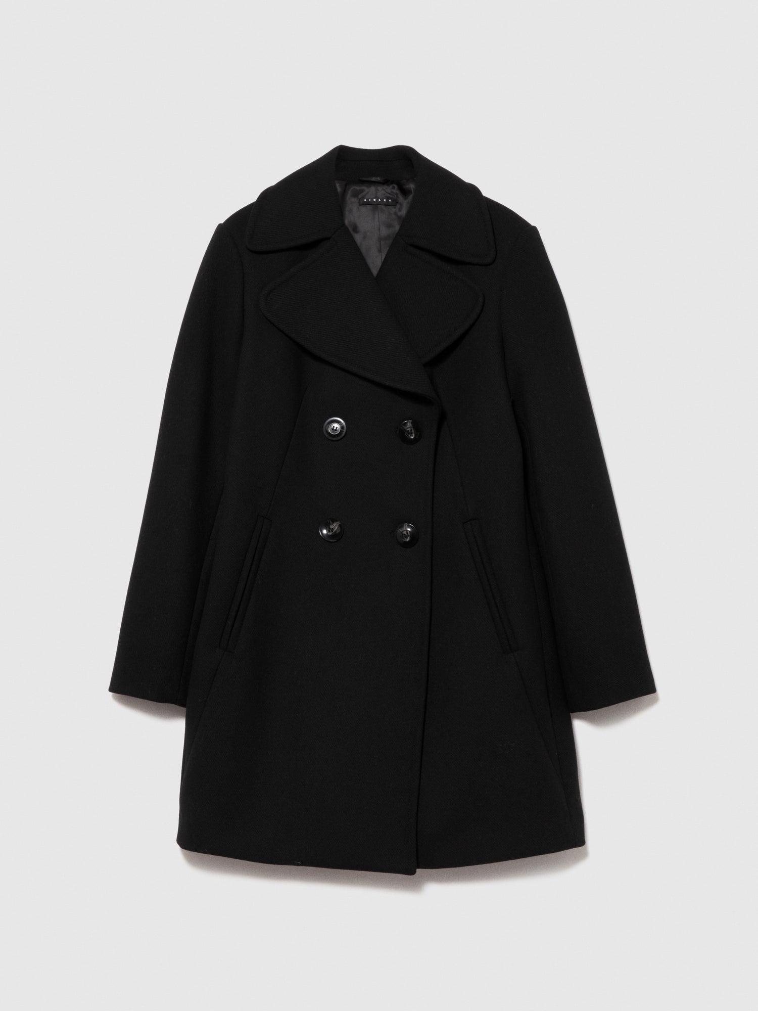 Cappotto doppiopetto corto da donna nero | Sisley Outlet