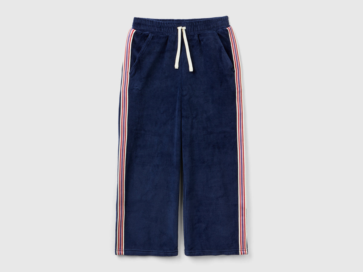 Pantaloni in ciniglia con bande rigate