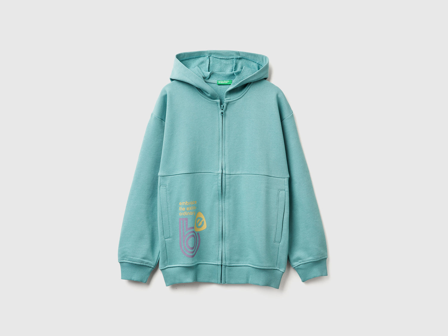 Felpa ampia con stampe da bambino celeste | Benetton Outlet