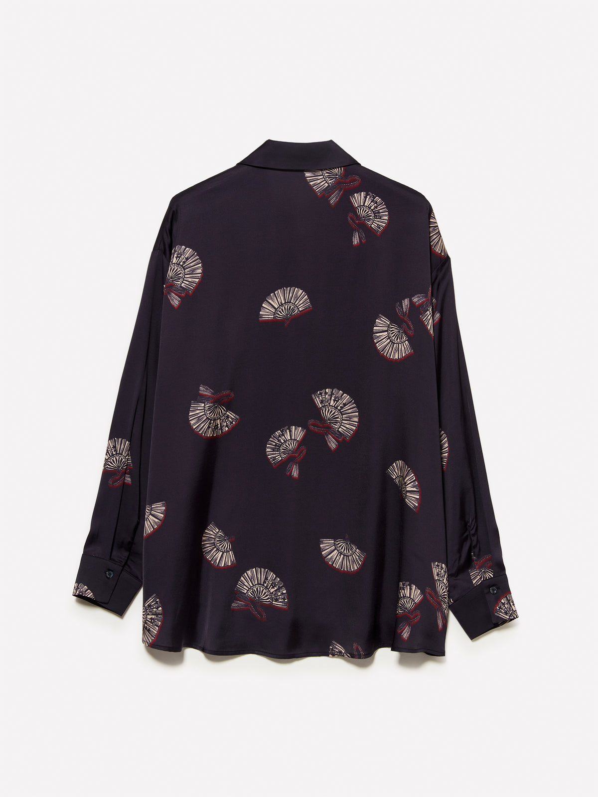 Camicia navy in raso con stampa fantasia
