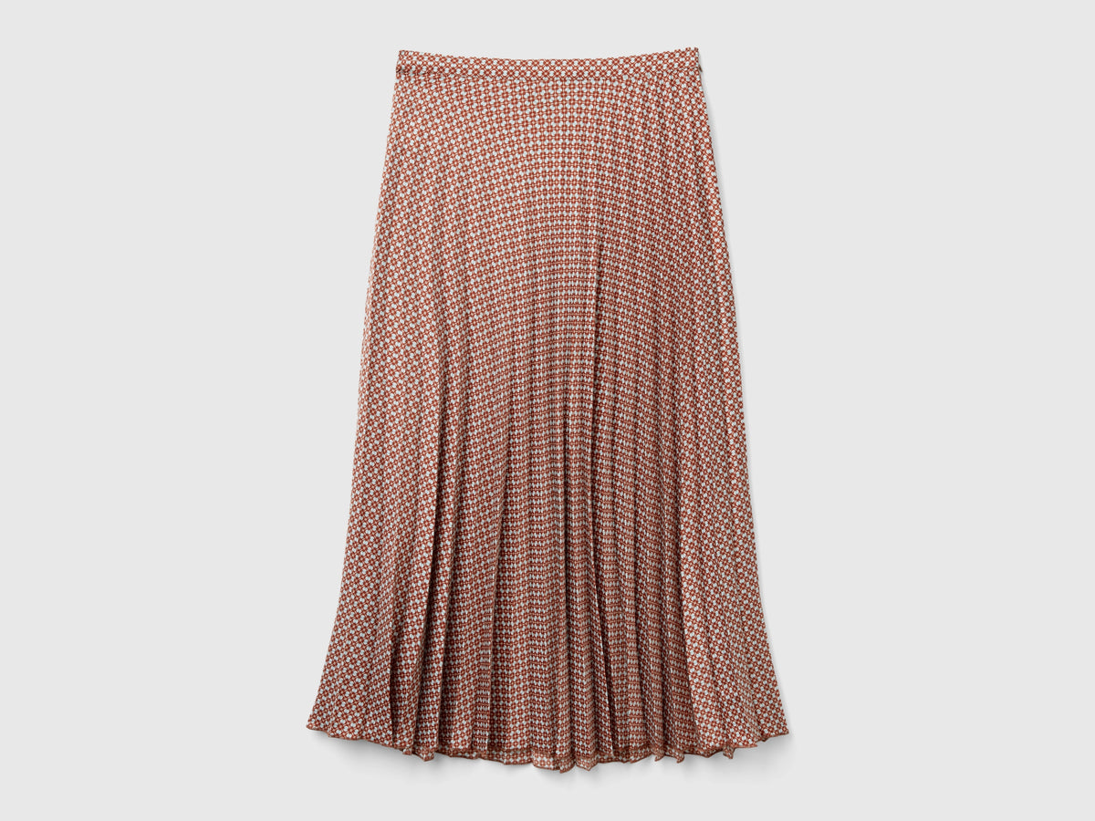 Gonna plissettata con fantasia geometrica