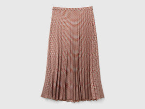 Gonna plissettata con fantasia geometrica