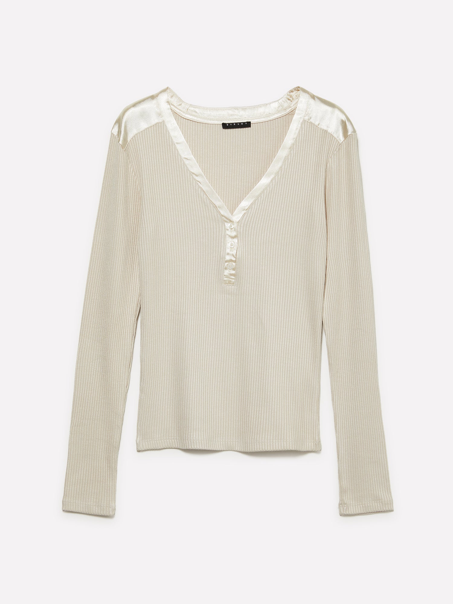 Maglietta slim fit a costine da donna tortora | Sisley Outlet