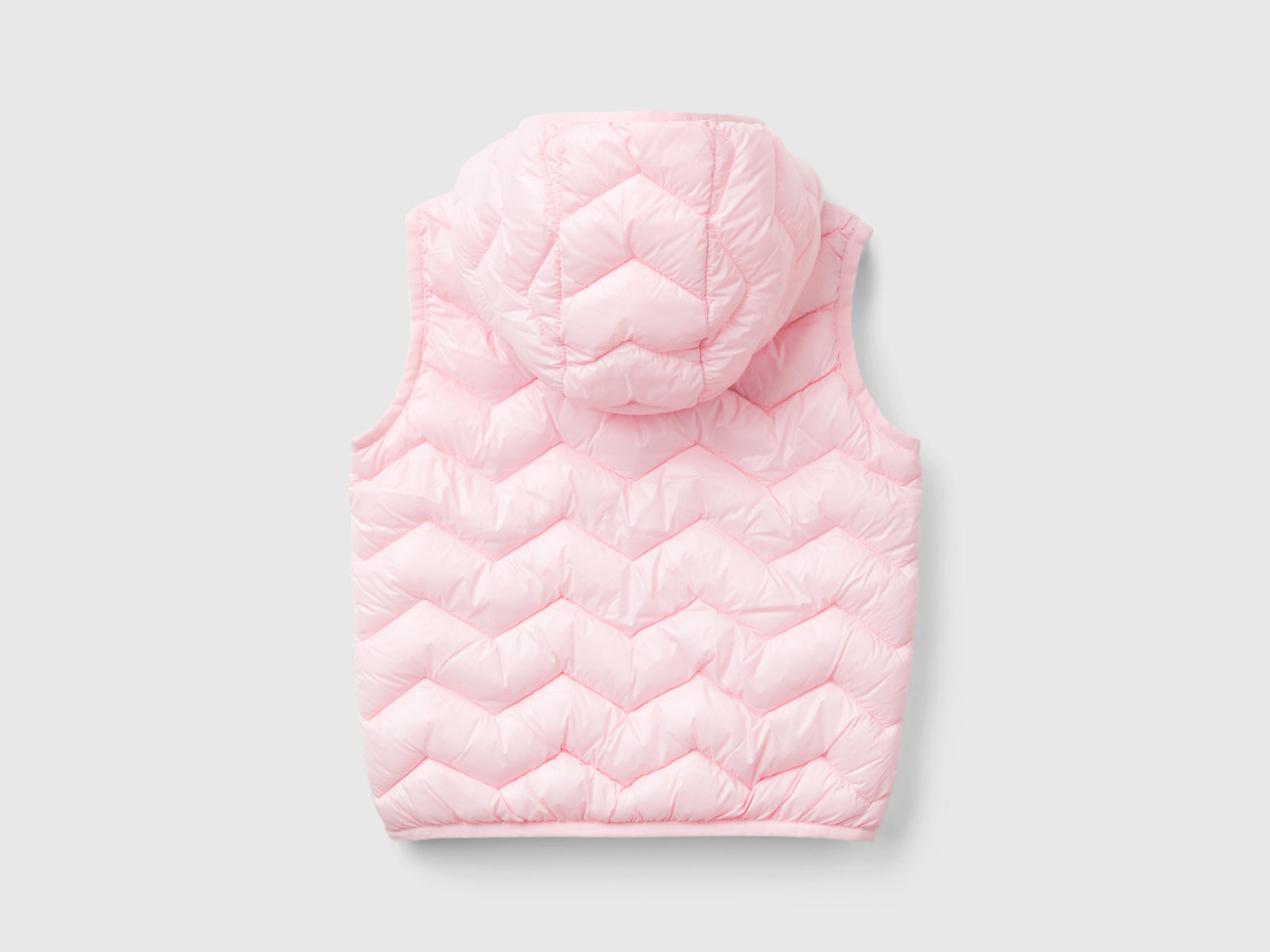 Gilet imbottito in ovatta 3D con cappuccio da bimba rosa 2 | Benetton Outlet