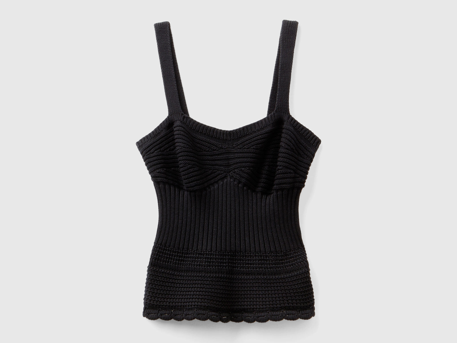 Top in maglia lavorata da donna nero | Benetton Outlet