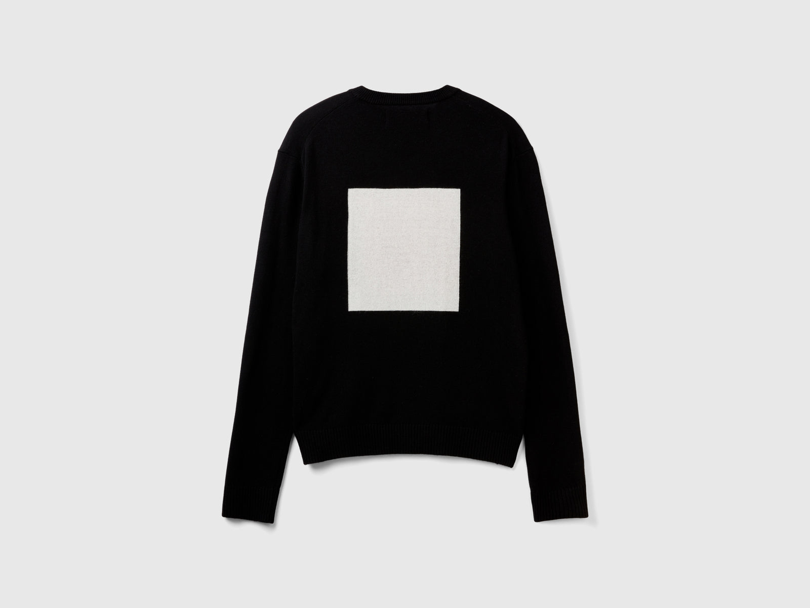 Maglione con intarsio da uomo nero 2 | Benetton Outlet