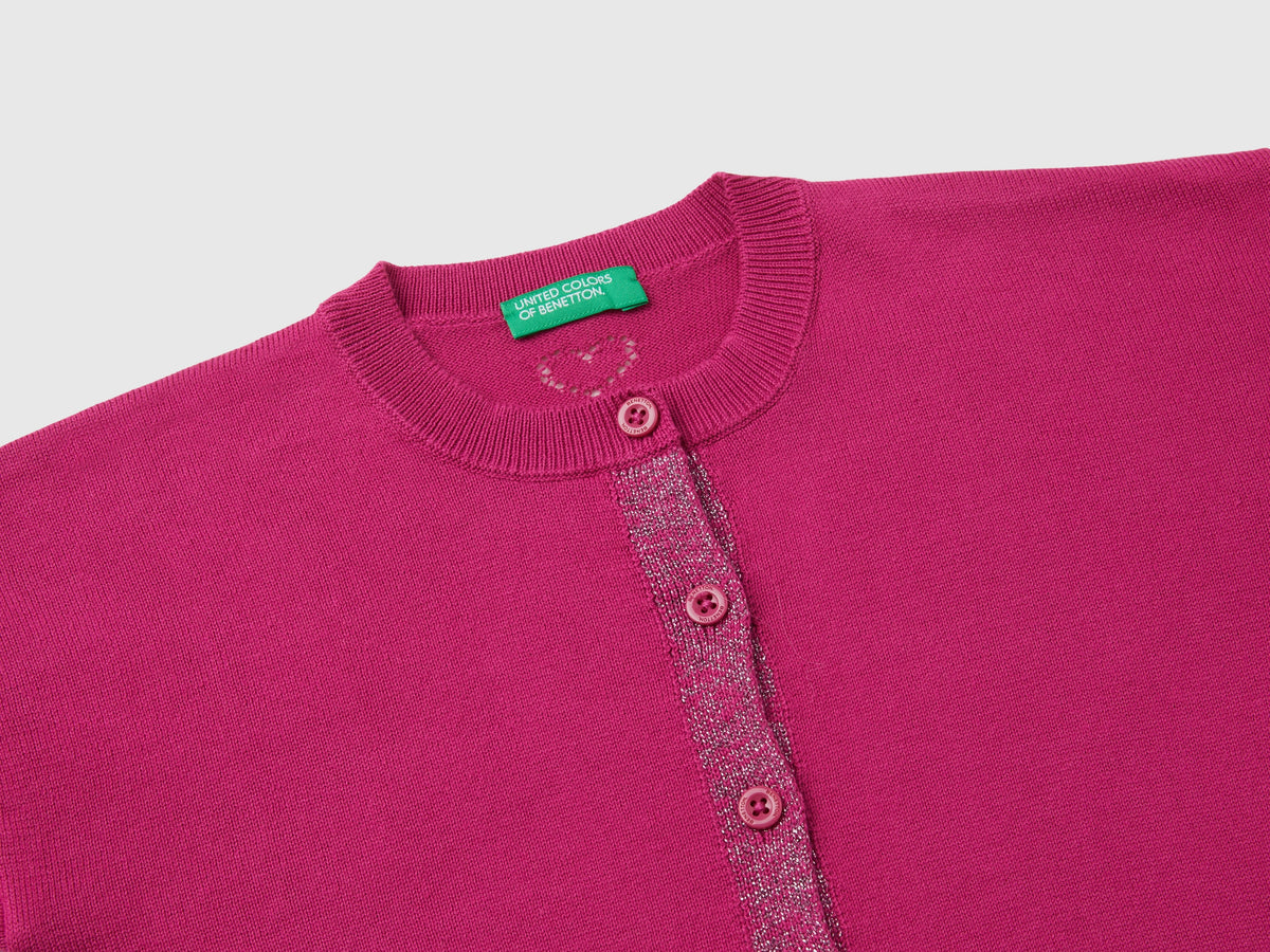 Cardigan con lurex in puro cotone