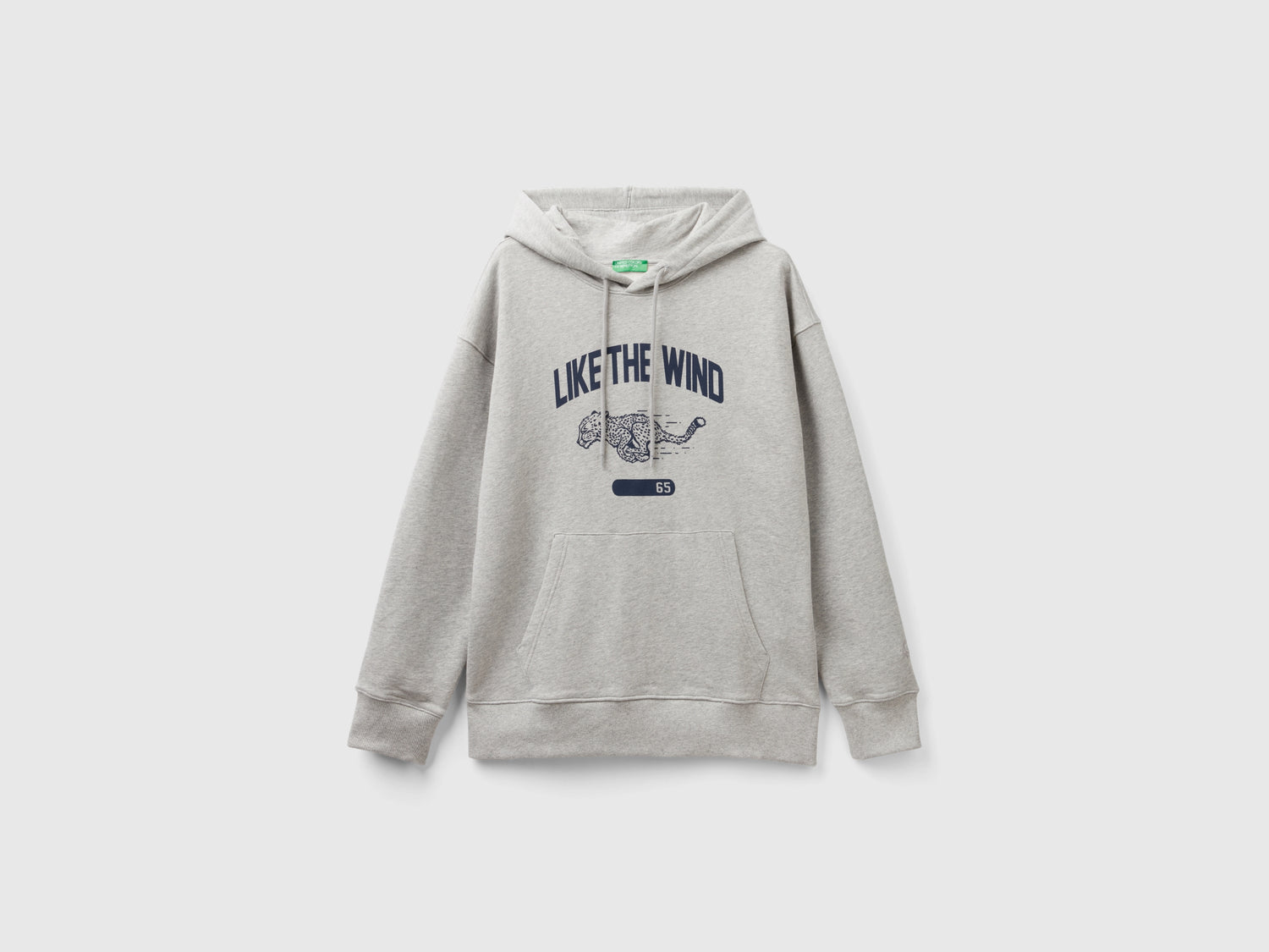 Felpa con cappuccio e stampa da uomo grigio chiaro | Benetton Outlet
