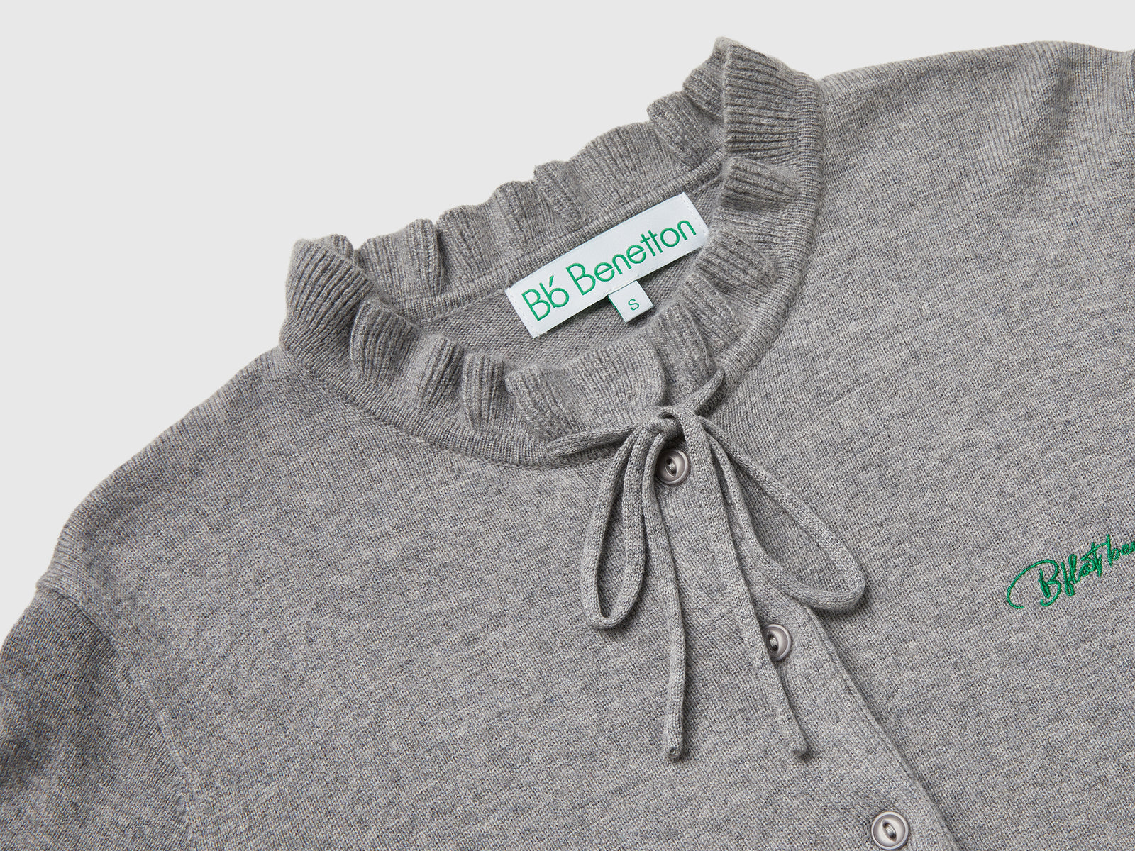 Cardigan con collo rouches da donna grigio 3 | Benetton Outlet