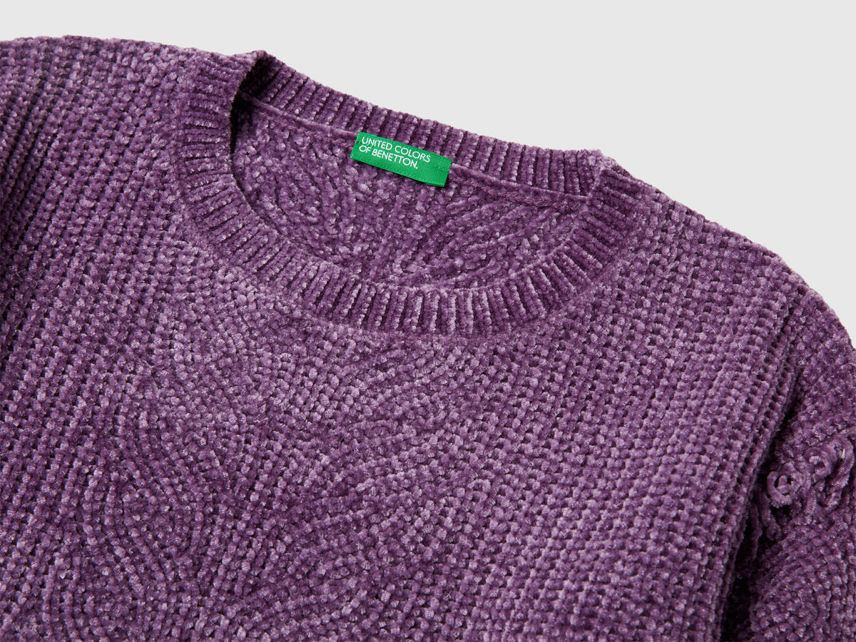 Maglione in ciniglia con frange