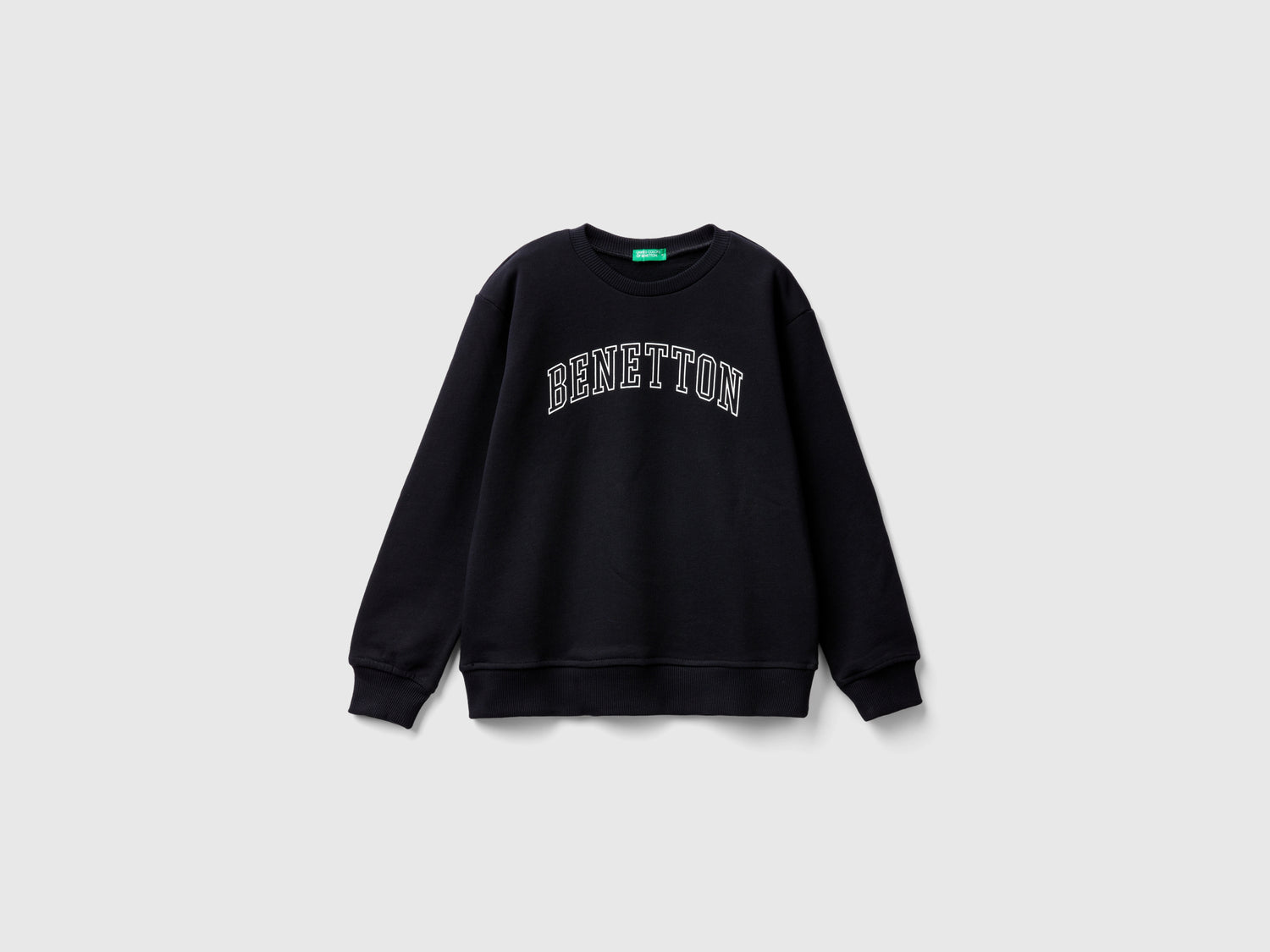 Felpa con stampa logo da bambino nero | Benetton Outlet