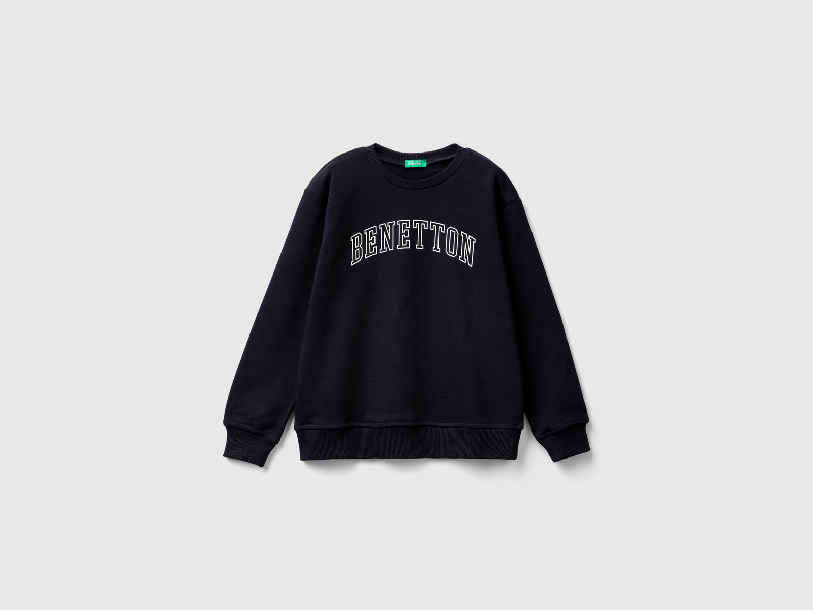 Felpa con stampa logo da bambino nero | Benetton Outlet