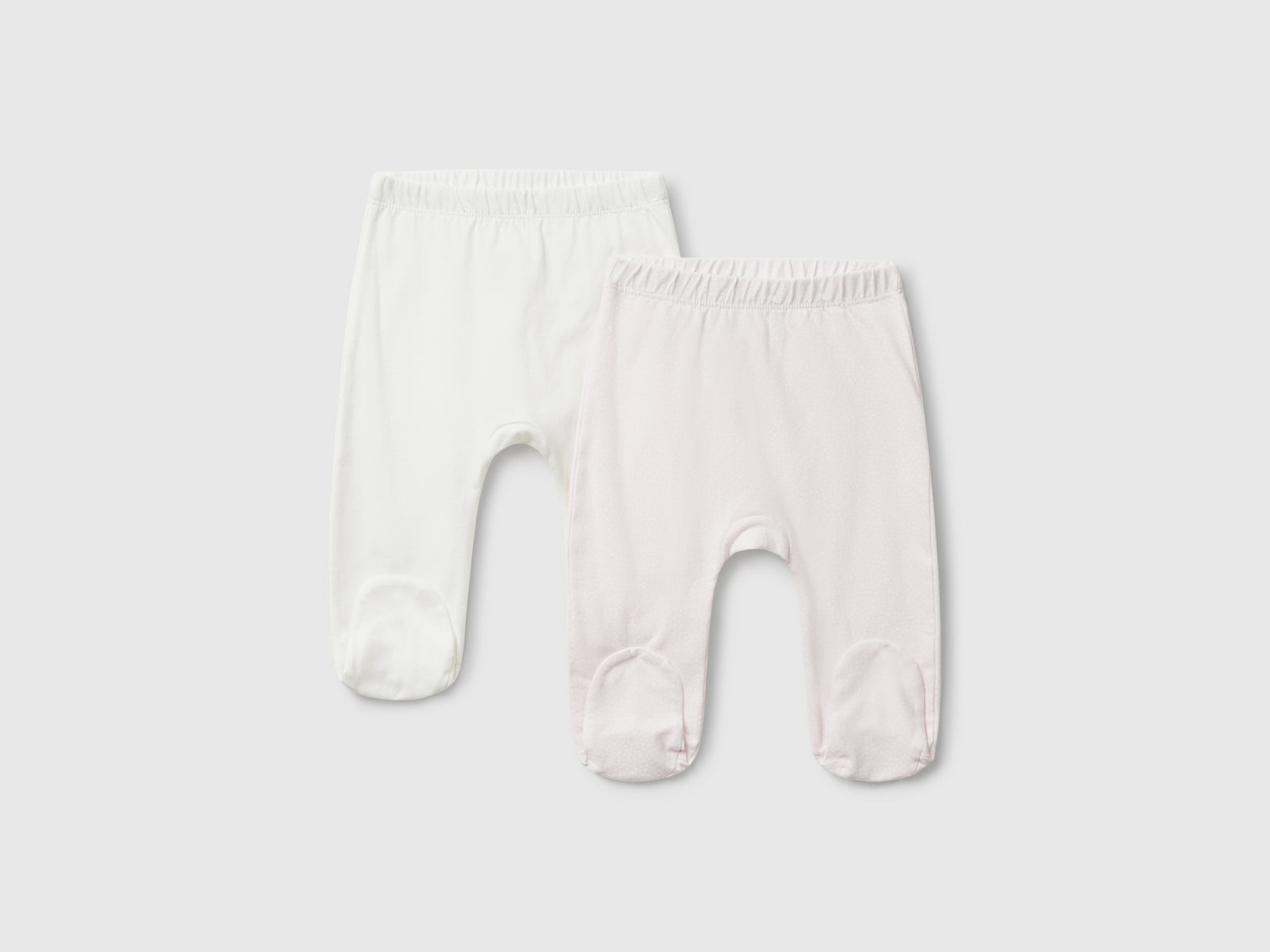 Due pantaloni in cotone da neonato rosa pastello | Benetton Outlet