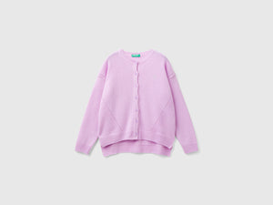 Cardigan girocollo con logo in strass