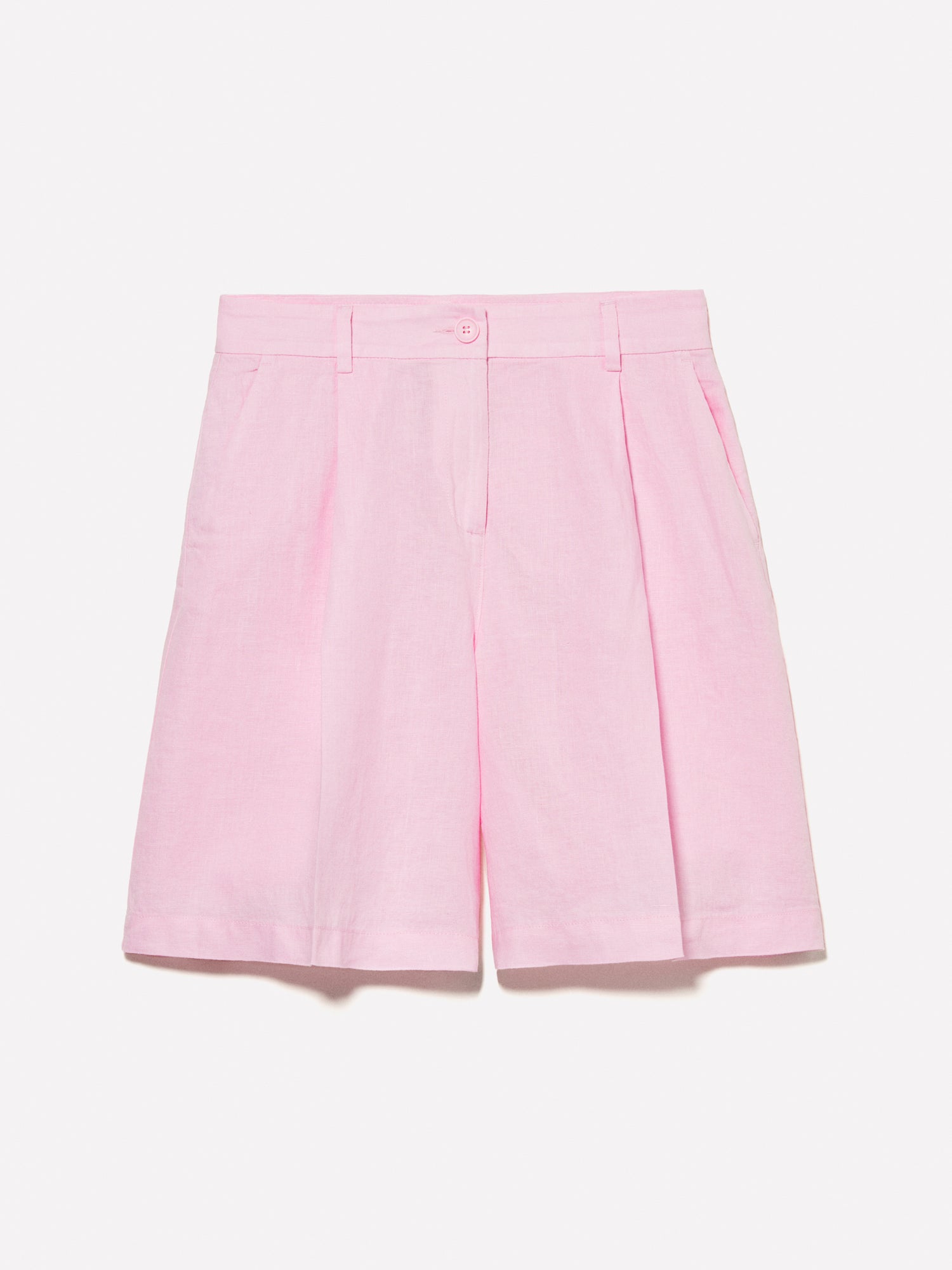 Pink Bermuda shorts in 100% linen da donna rosa tenue | Sisley Outlet