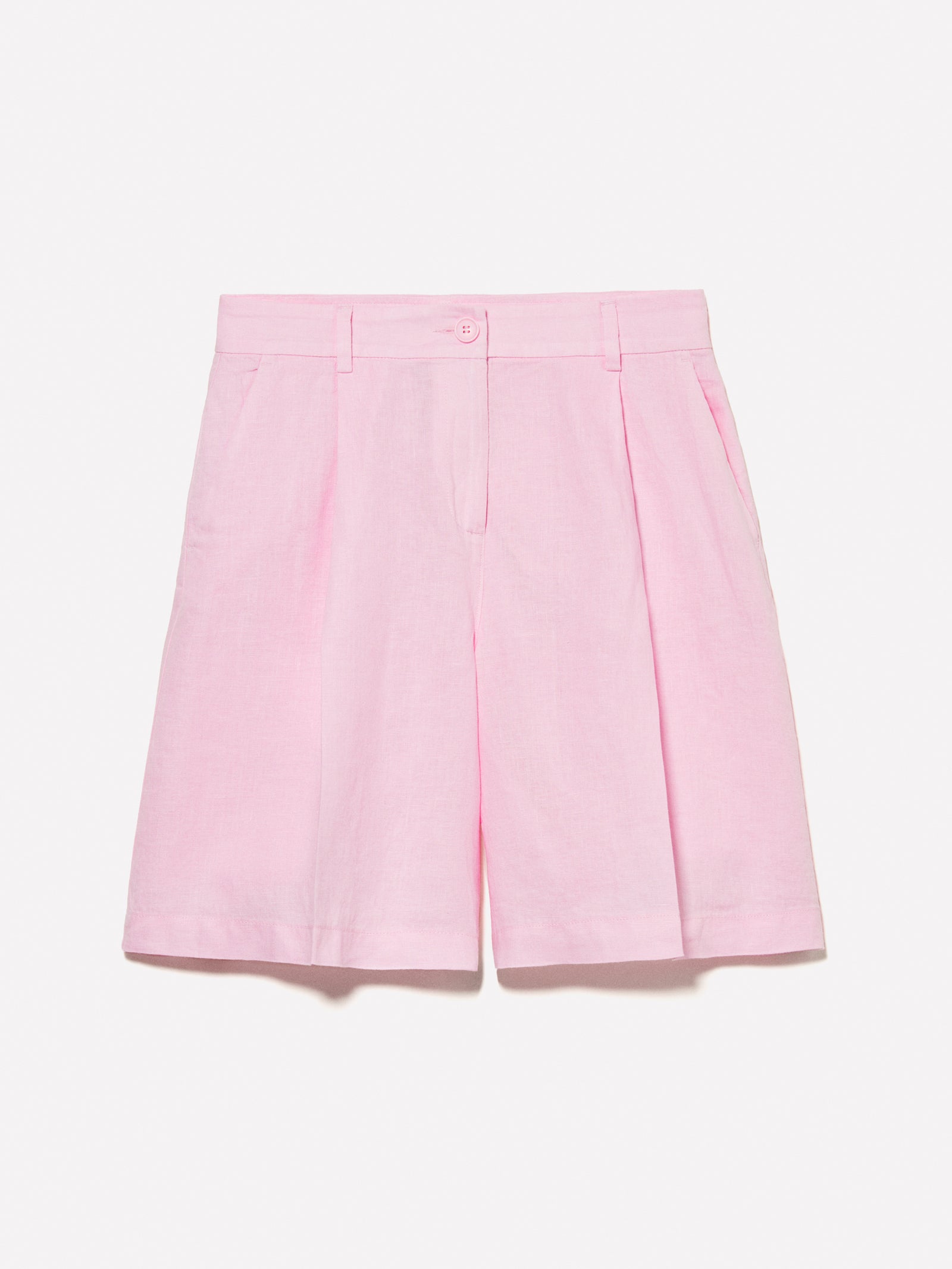 Bermuda rosa in 100% lino da donna rosa tenue | Sisley Outlet