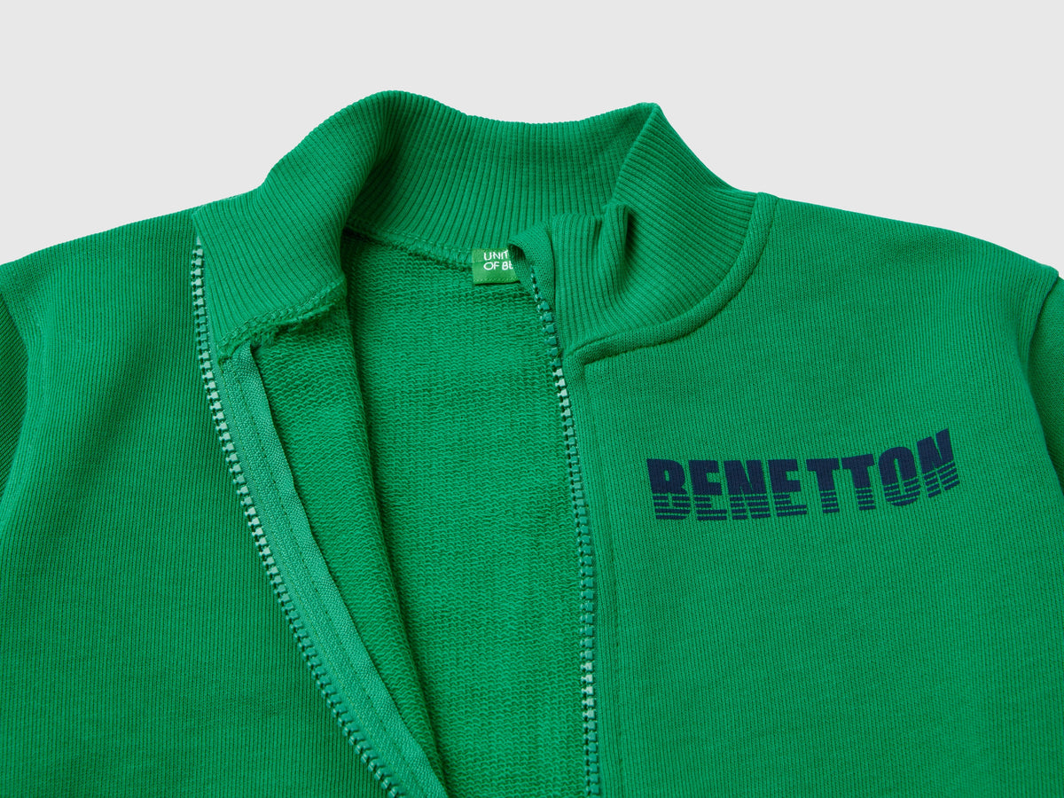 Felpa in cotone bio con zip