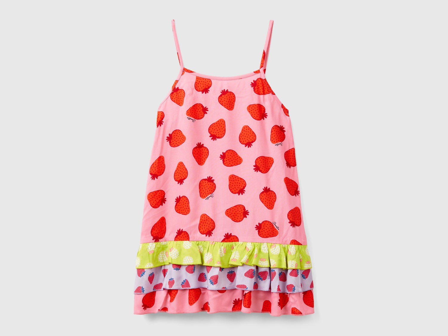 Vestito con pattern frutta da bambina rosa | Benetton Outlet