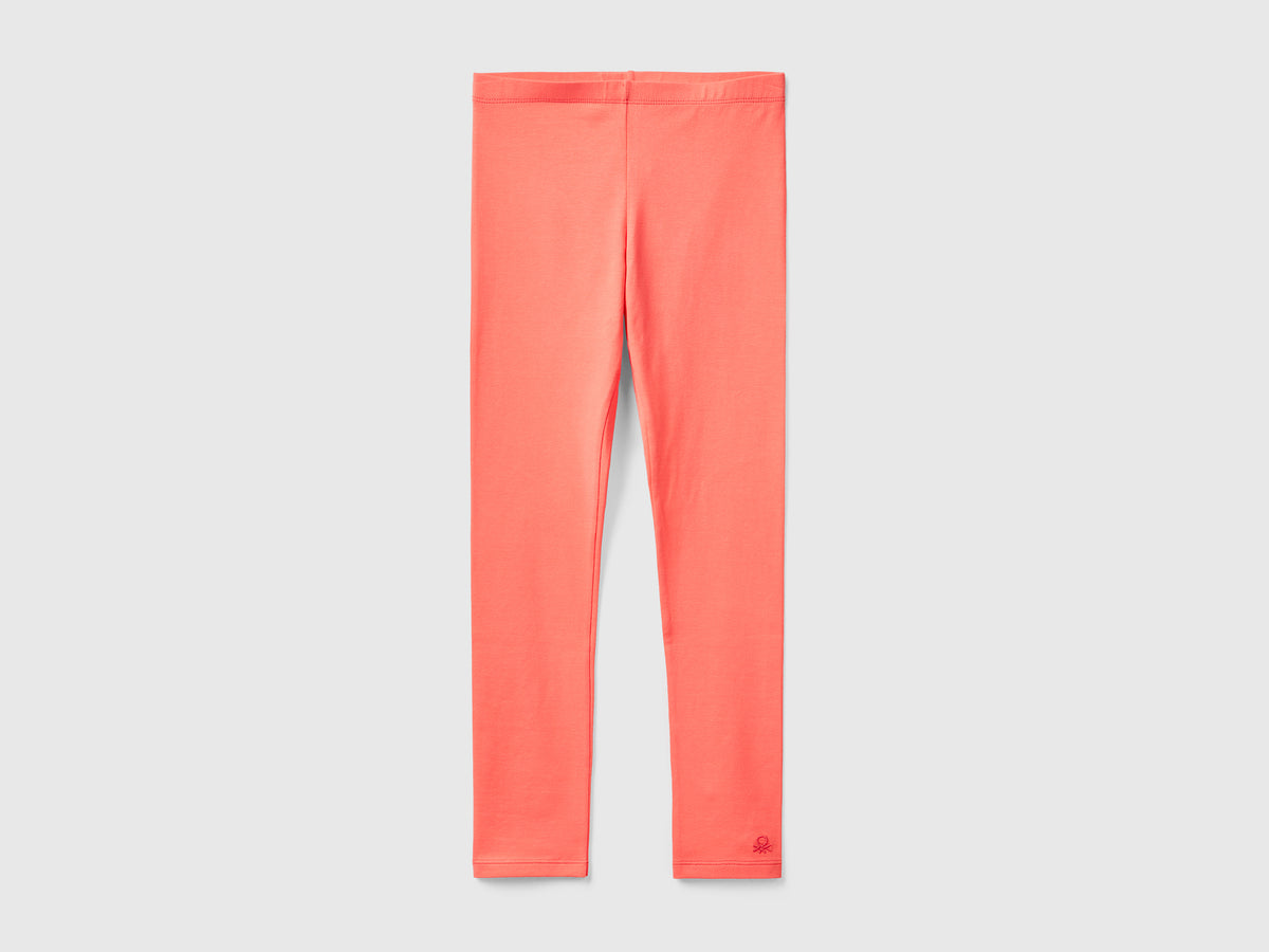 Leggings in cotone stretch con logo