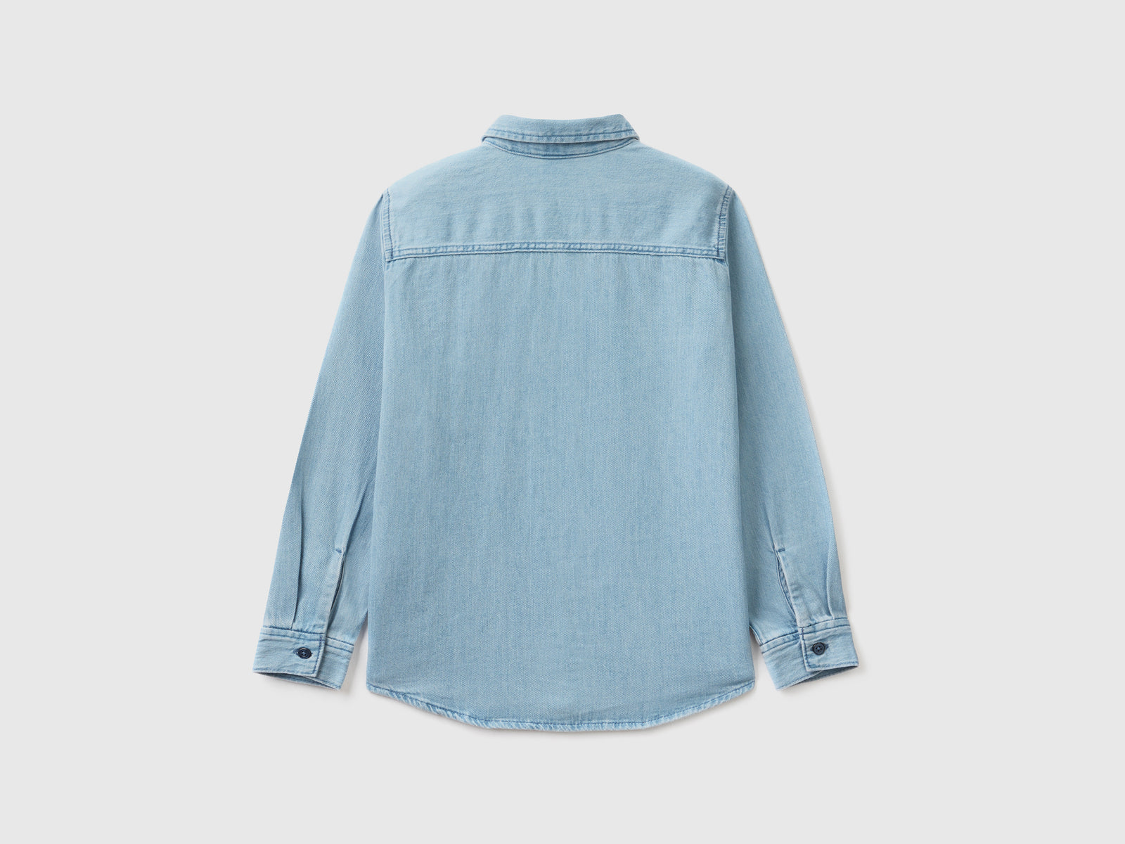 Camicia a manica lunga in denim di puro cotone da bambino blu 2 | Benetton Outlet