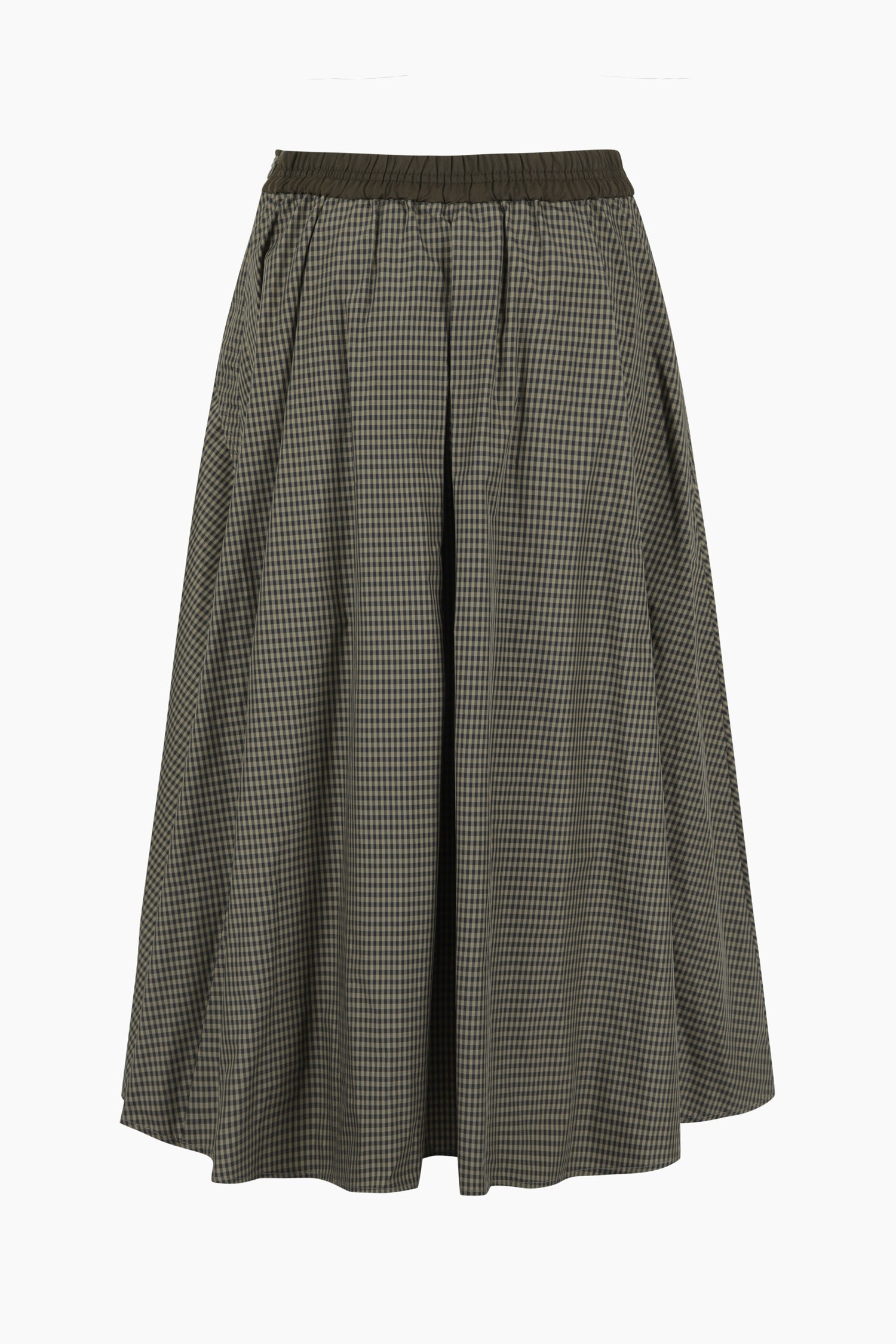 Gonna a ruota a quadri da donna verde oliva 2 | Sisley Outlet
