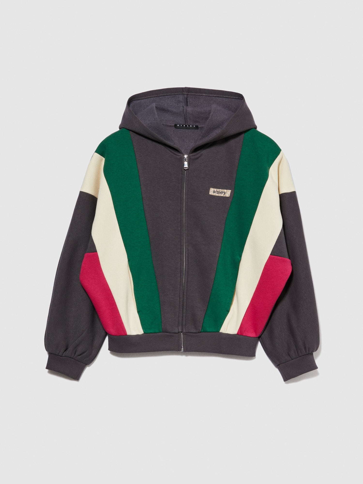 Felpa over color block da bambina grigio scuro | Sisley young Outlet