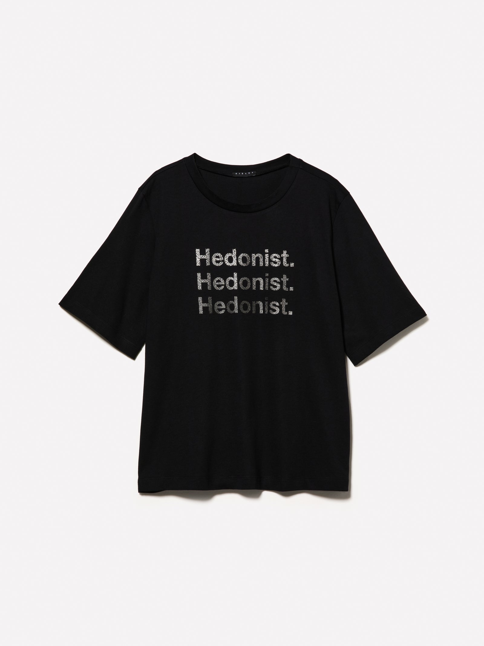 T-shirt boy fit 100% cotone bio con stampa lettering da donna nero | Sisley Outlet