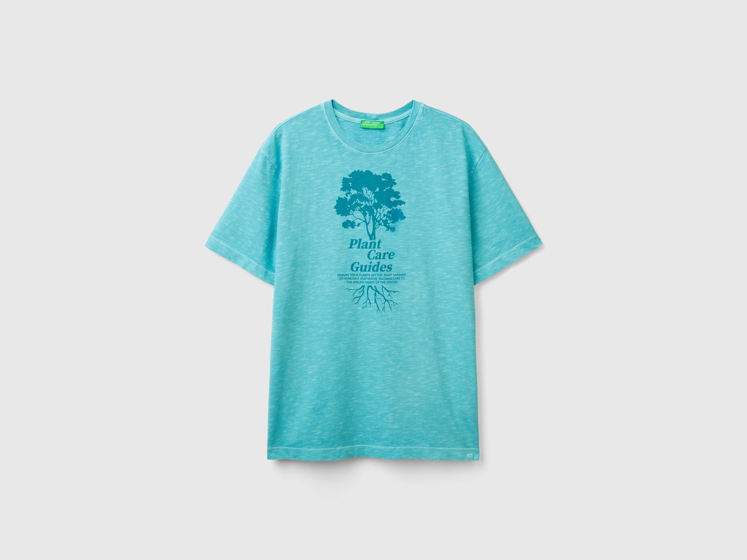 T-shirt con stampa 100% cotone da uomo azzurro | Benetton Outlet