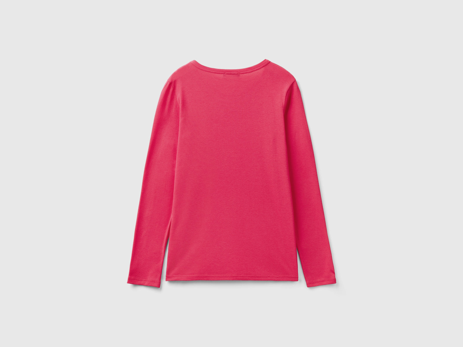 T-shirt a manica lunga in puro cotone da donna fucsia 2 | Benetton Outlet