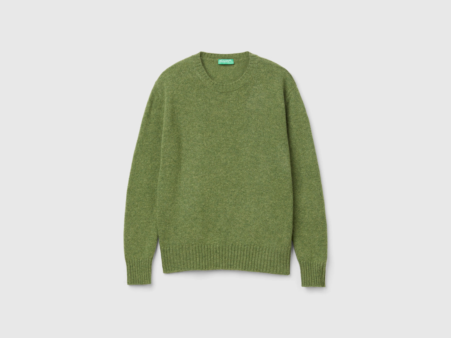 Maglia in pura lana Shetland da donna verde oliva | Benetton Outlet