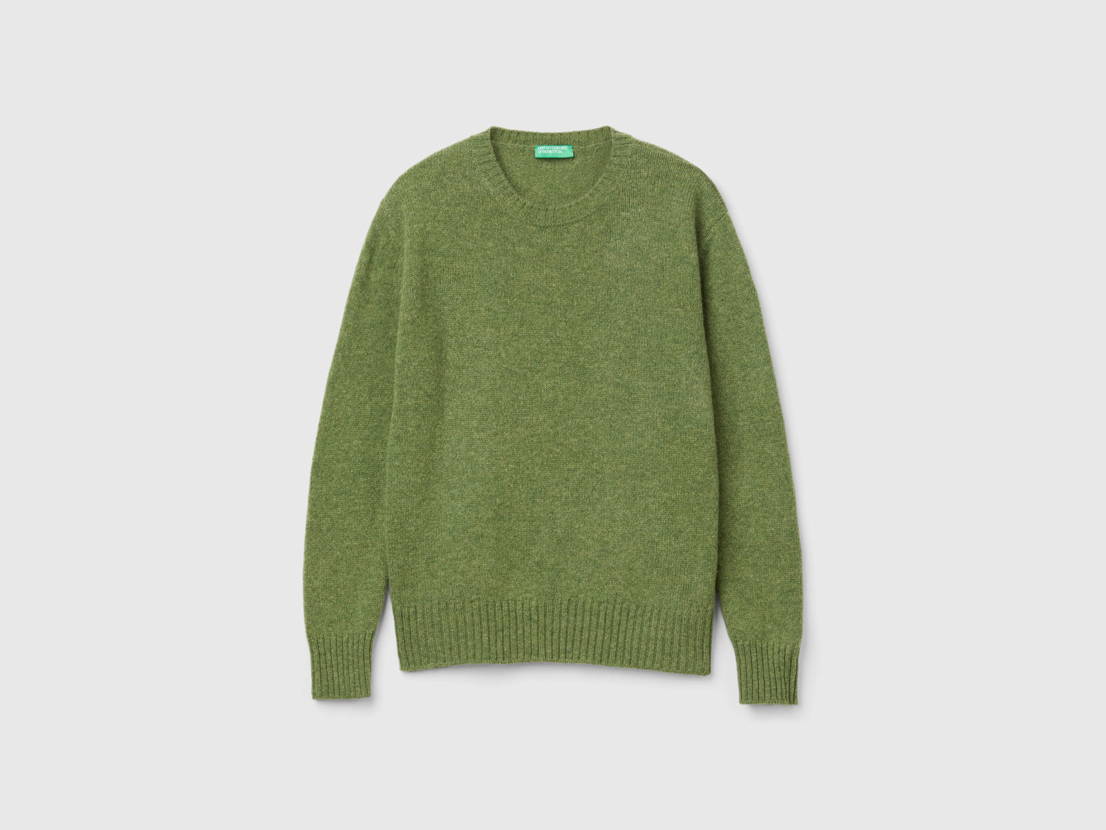 Maglia in pura lana Shetland da donna verde oliva | Benetton Outlet