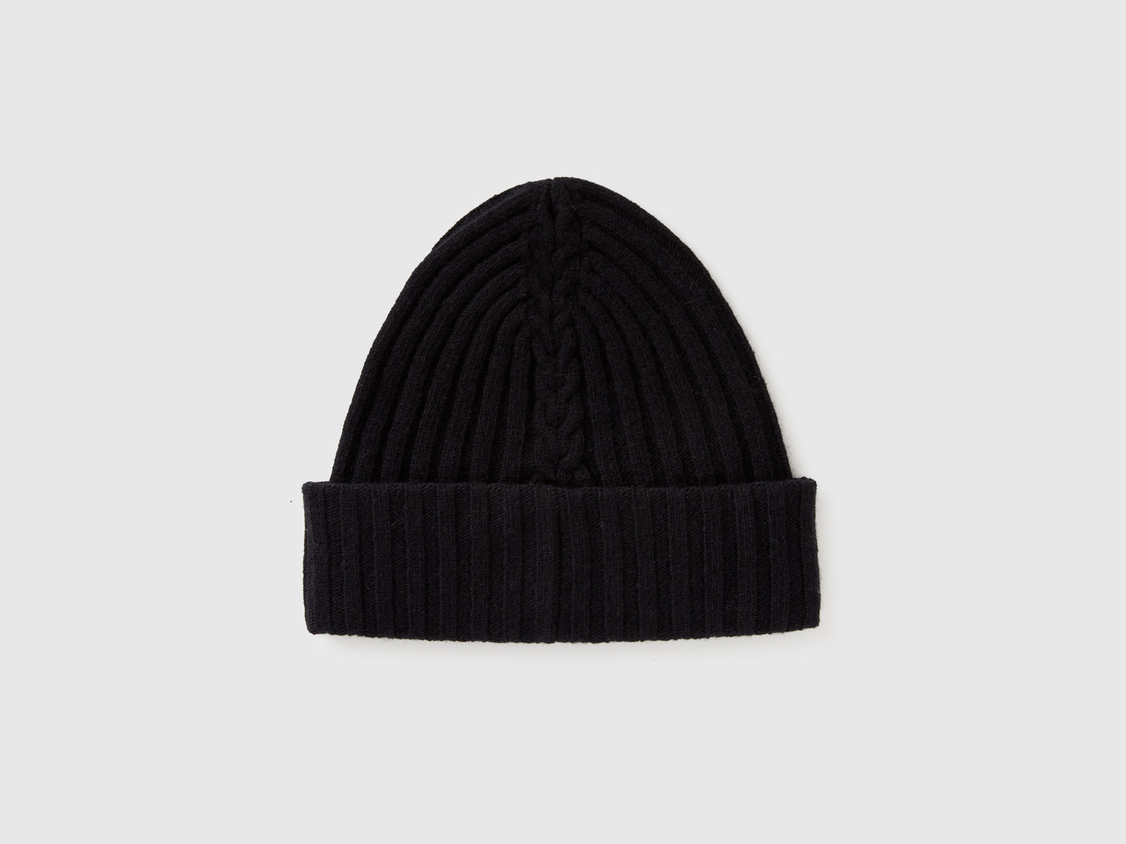 Berretto con lavorazione treccia da donna nero 2 | Benetton Outlet