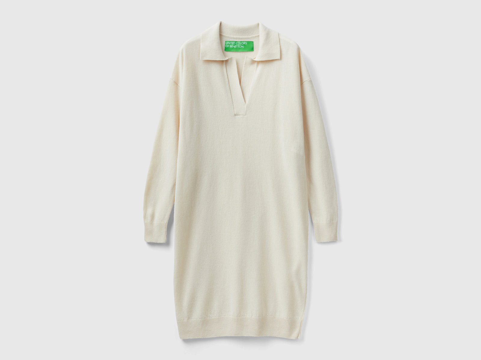 Abito in maglia con colletto da donna beige 2 | Benetton Outlet