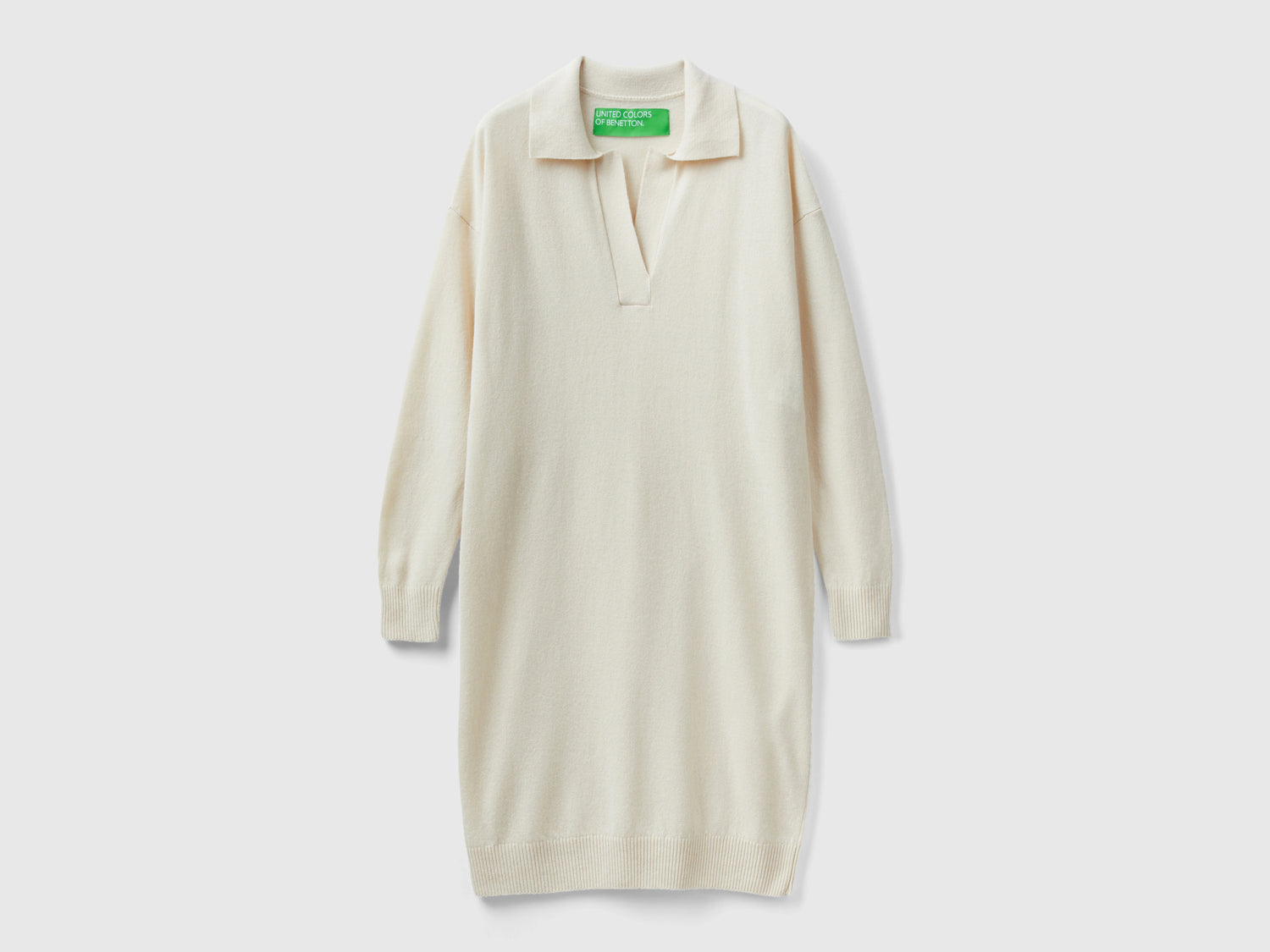 Abito in maglia con colletto da donna beige | Benetton Outlet