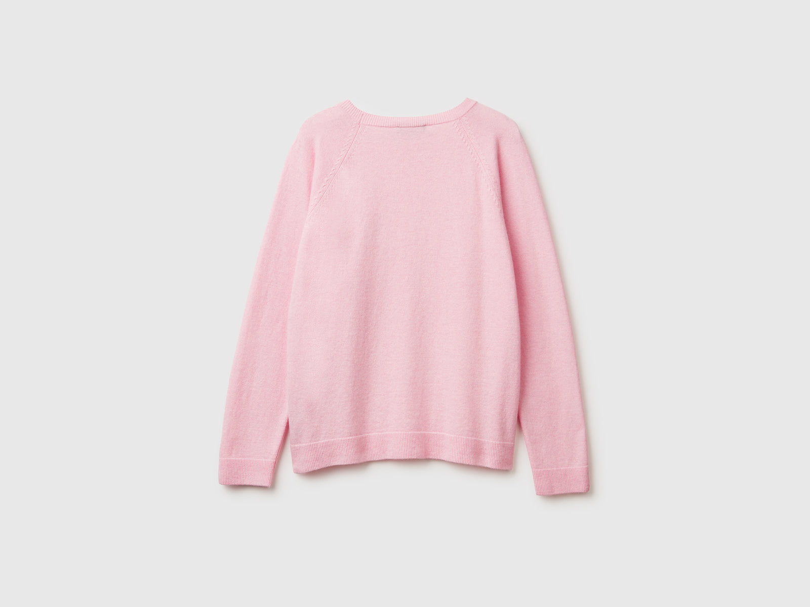Maglia girocollo in misto lana e cashmere da donna rosa 2 | Benetton Outlet