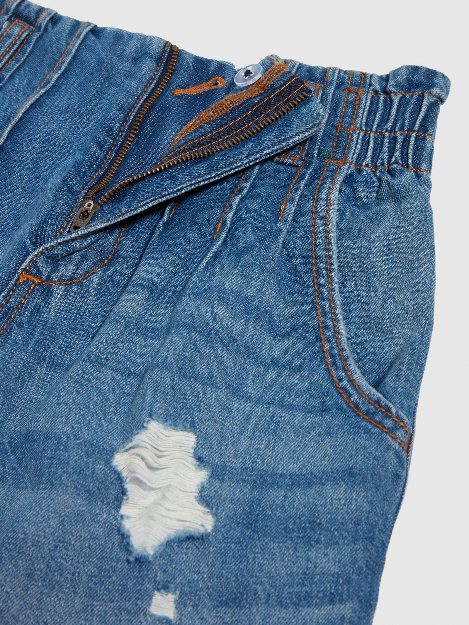 Jeans a vita alta con rotture da bambina blu 3 | Sisley young Outlet