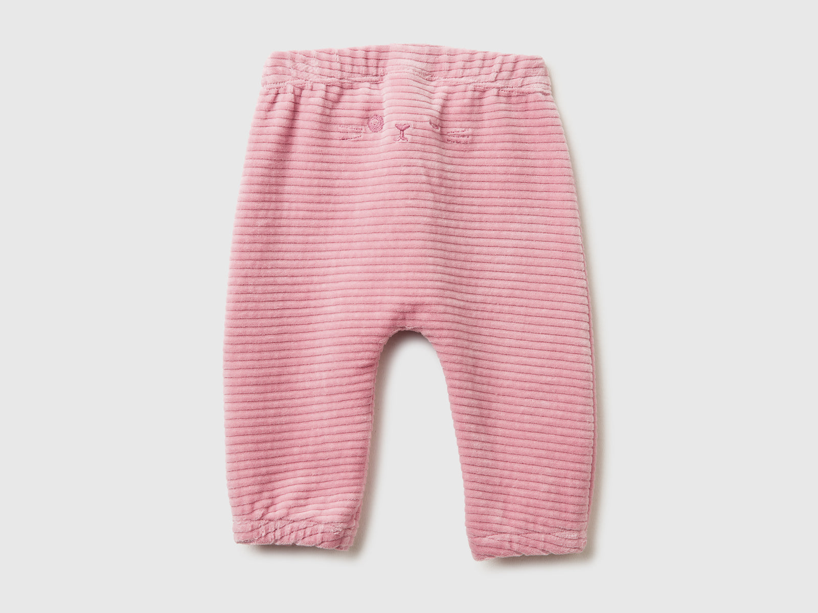 Pantaloni in ciniglia con ricamo da neonato malva 2 | Benetton Outlet