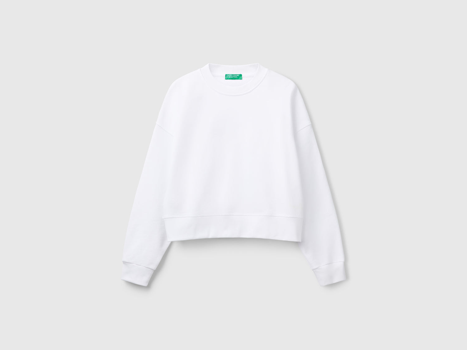 Felpa 100% cotone con stampa logo da donna bianco | Benetton Outlet