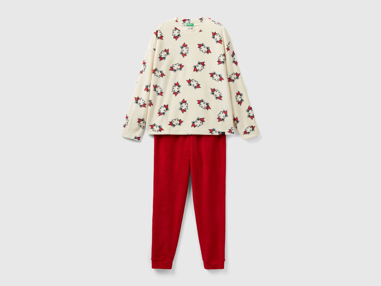 Pigiama in pile da donna bianco panna | Benetton Outlet