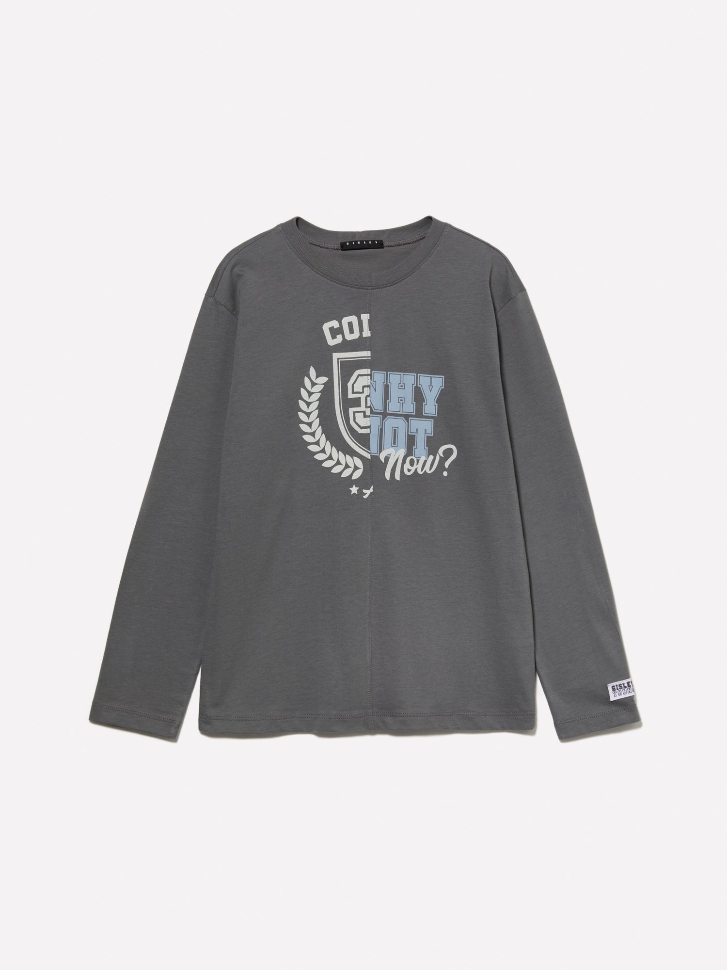 T-shirt color block con stampa da bambino grigio | Sisley young Outlet